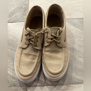 Men’s tan Sperry boat shoes canvas topsiders 12
